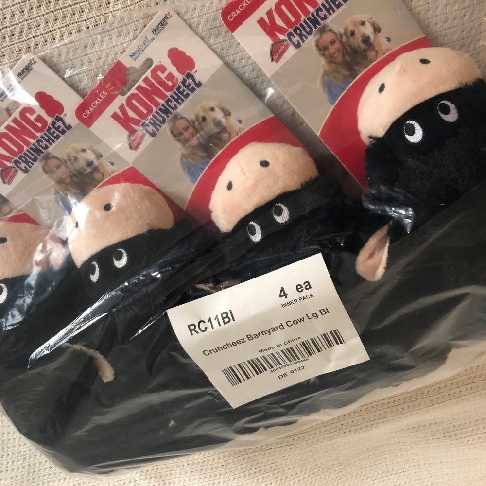 KONG Barnwood Cruncheez Cow Dog Toy Large - 4 PACK